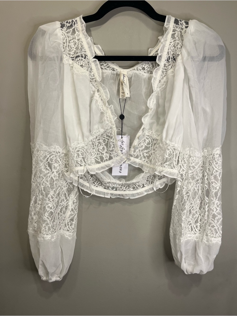 For Love & Lemons White Lace Sheer Blouse - Picture 5 of 5